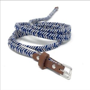 Live Love Loft Striped Blue White Braided Belt 44”